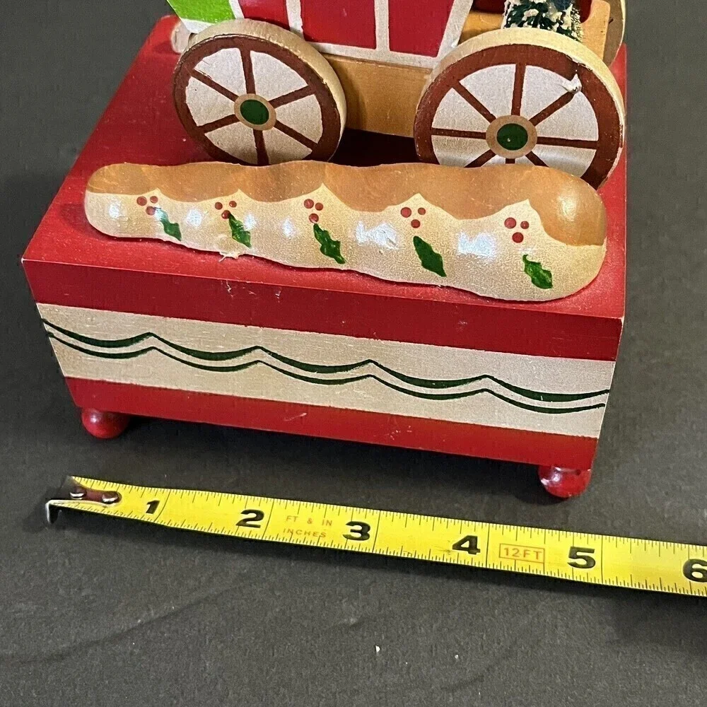 Vintage Schmid Wooden Christmas Sleigh Carriage Animated Xmas Music Box TESTED